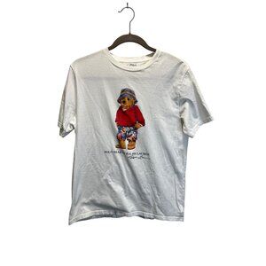 Ralph Lauren Polo Bear Graphic T-Shirt XL White Cotton Crewneck Short Sleeve Cas